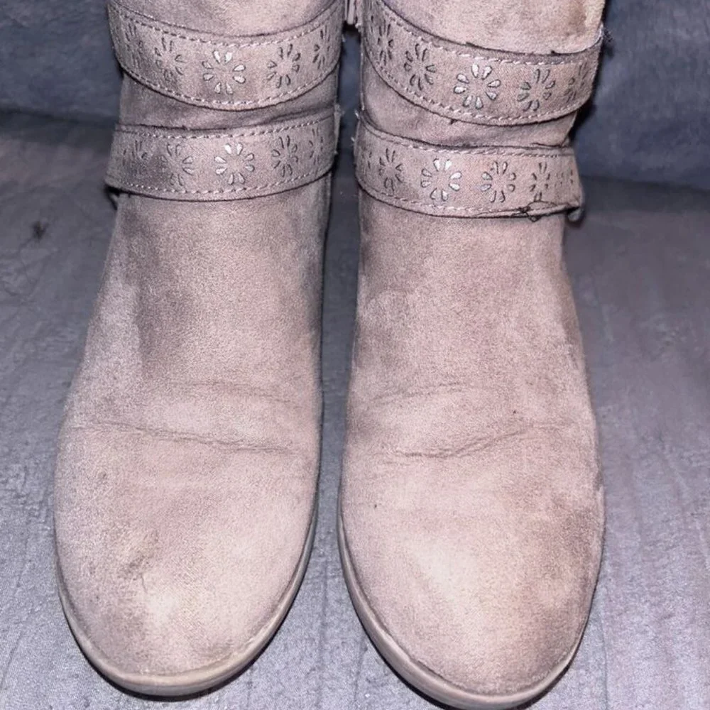 Kohl's SO Ankle Boots with straps/buckle side zip Size 2